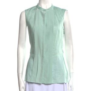 Tory Burch Blue Green Silk Blouse sz 6